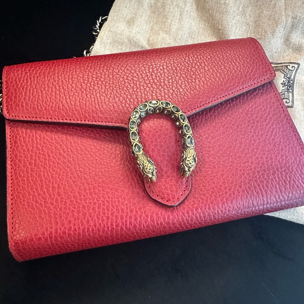 Gucci Dionysus Red Leather Medium Bag
